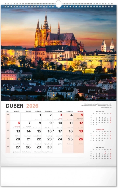 Nástenný kalendár Praha 2026