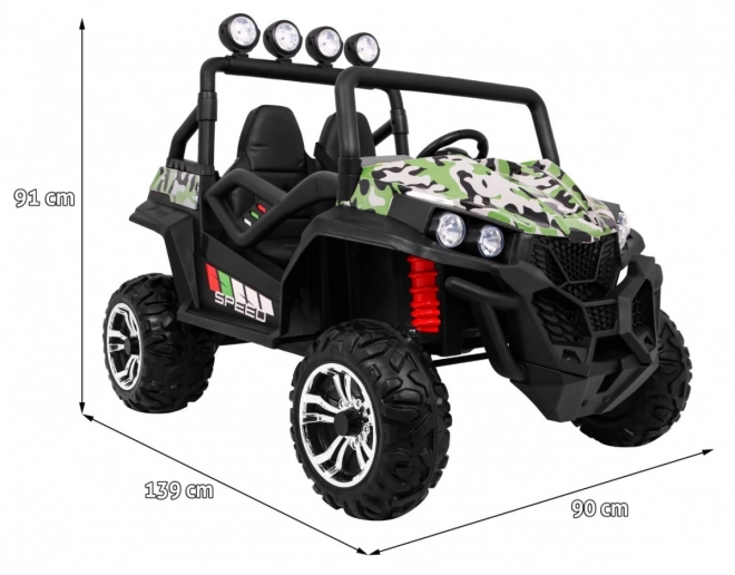 Detské terénne vozidlo Grand Buggy 4x4 s maskovaním, LED osvetlením a rádiom MP3