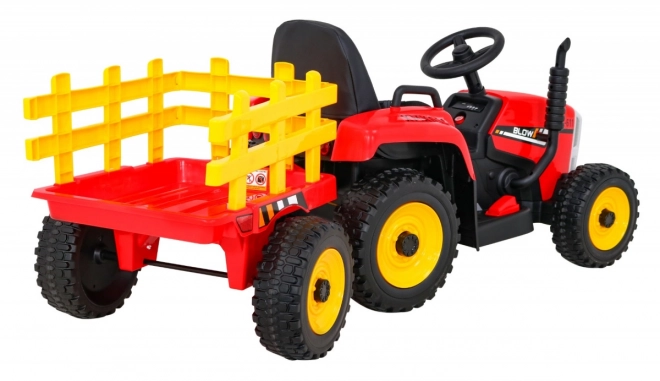 Pojazd traktor s prívesom Červený