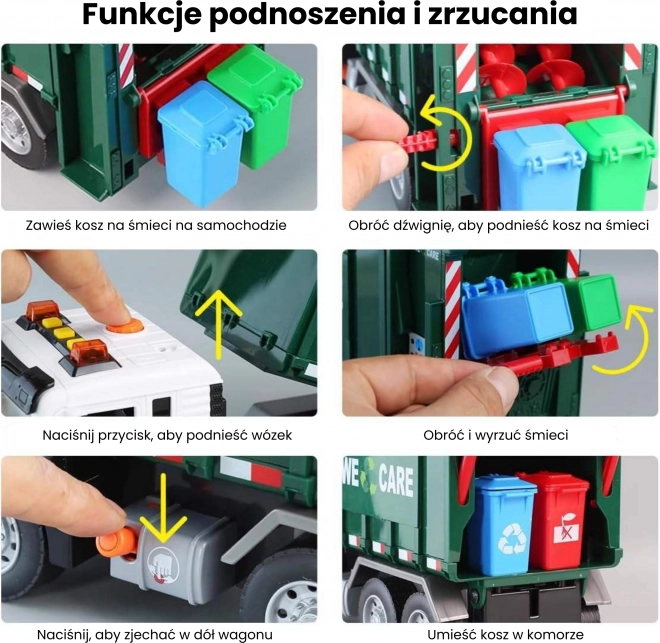 Interaktívne smetiarske auto Purifier 1:10 - Edukačná hračka na triedenie odpadu