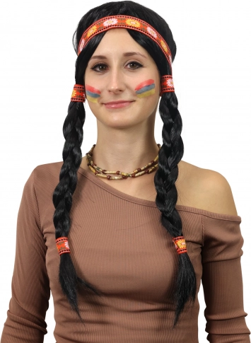 parochňa indiánka Ribana s vrkočmi pre dospelých