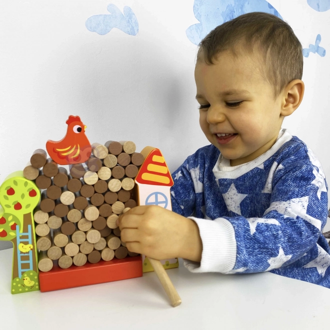 Tooky Toy Drevená Hra Spadni Kura Farma