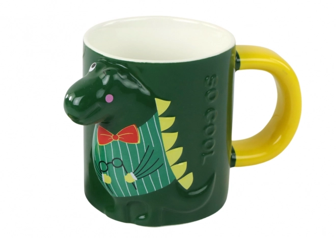 Zelený hrnček s dinosaurami s vrchnákom 400 ml