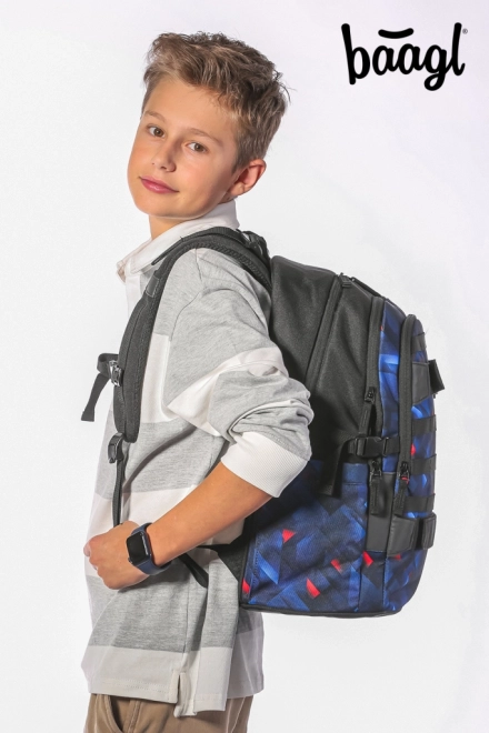 BAAGL set ruksak, peračník a športová taška Skate Indigo