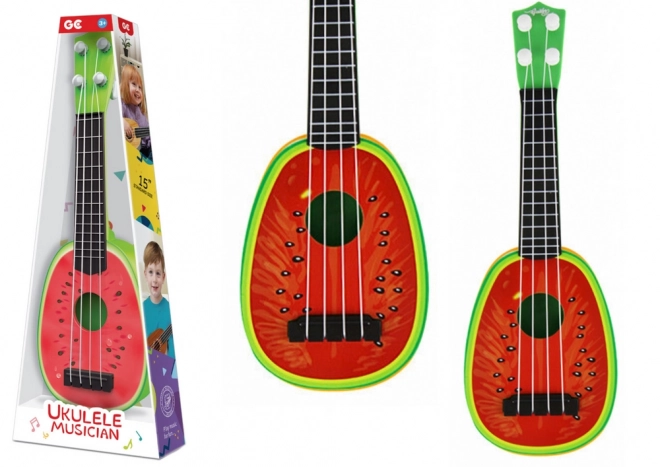 Detská ukulele mini gitara 4 struny s motívom melónu