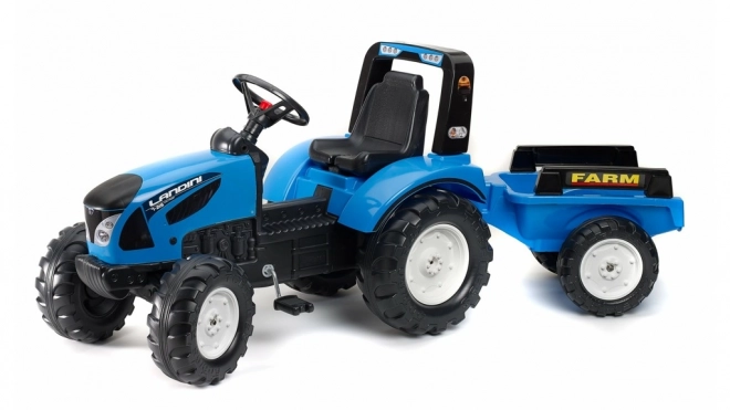 Traktor Landini modrý na pedále s vlečkou pre deti od 3 rokov