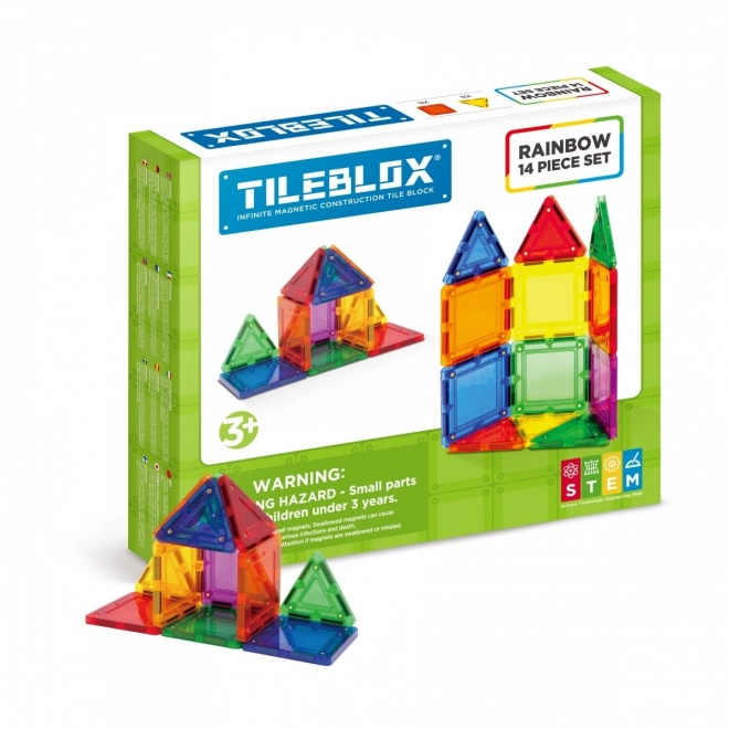 Magnetické stavebnice Tileblox Duhová sada 14 dielov