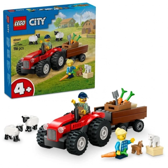 Lego City Červený traktor s prívesom a ovcou