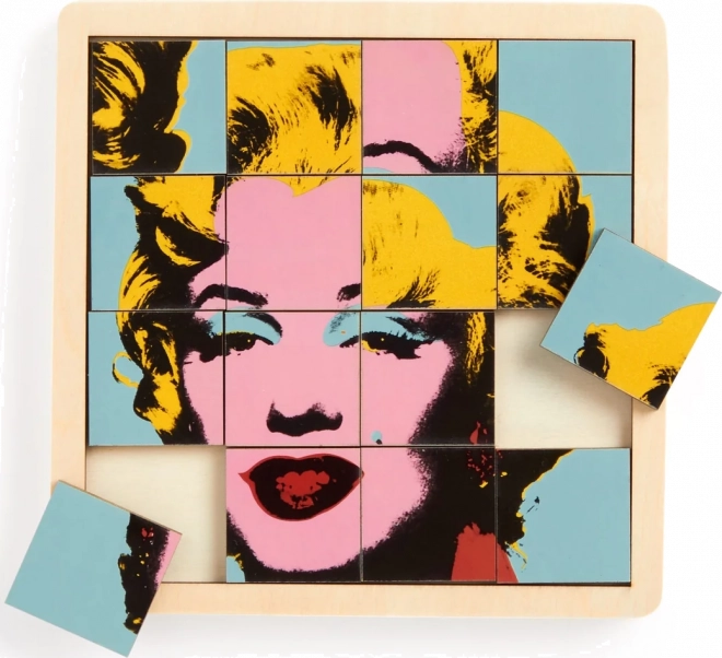 Posuvné drevené puzzle Andy Warhol: Marilyn 2v1