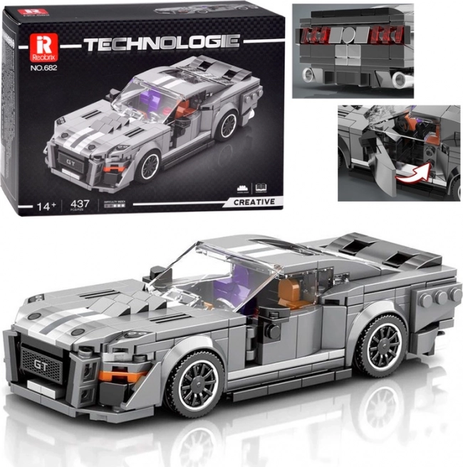 Technické stavebnice športové auto GT zo 60. rokov – sivé