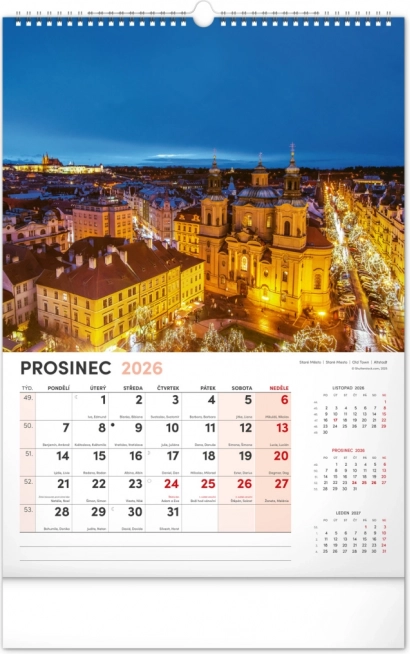 Nástenný kalendár Praha 2026