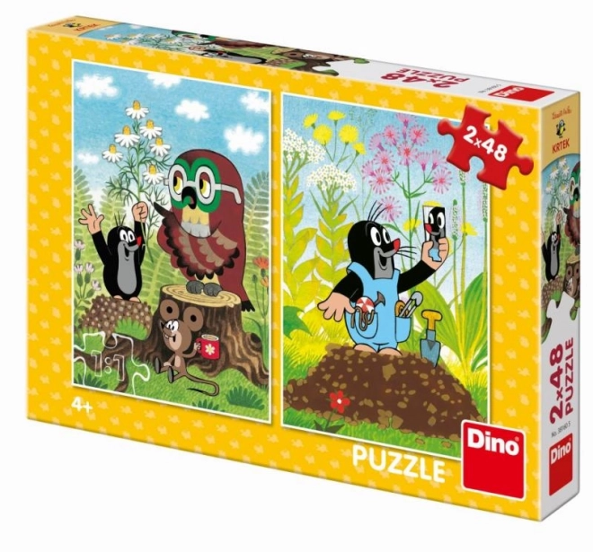 Puzzle Krtek na čistinke 2x48 dielikov