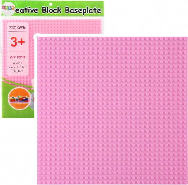 Ružová konštrukčná doska pre stavebnice 25,5x25,5 cm