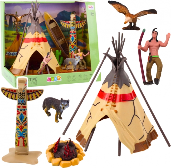 Indiánska sada s figúrkami a teepee