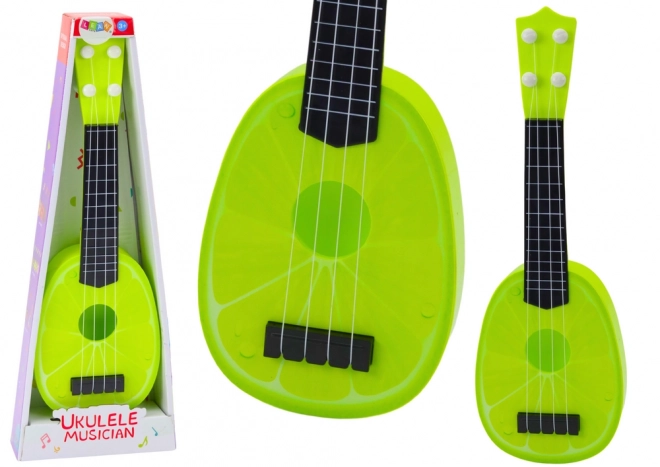 Detské ukulele mini gitara 4 struny limetková zelená