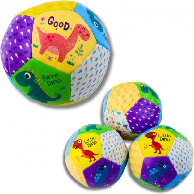 Súprava mäkkých lôpt dinosaury 9 cm 3 ks