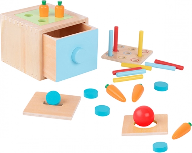 Woopie Green drevená edukačná zásuvková triediaca hračka Montessori