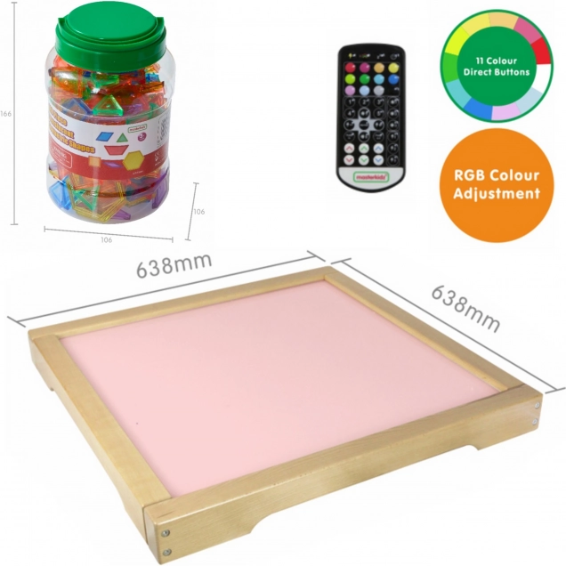 Svetelný LED panel Masterkidz s diaľkovým ovládačom a blokmi Montessori 140 ks.