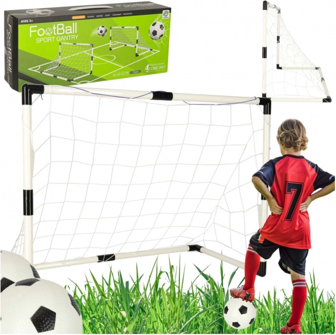 Sada detských futbalových bránok 2 ks 95 × 70 × 50 cm s loptami a pumpičkou