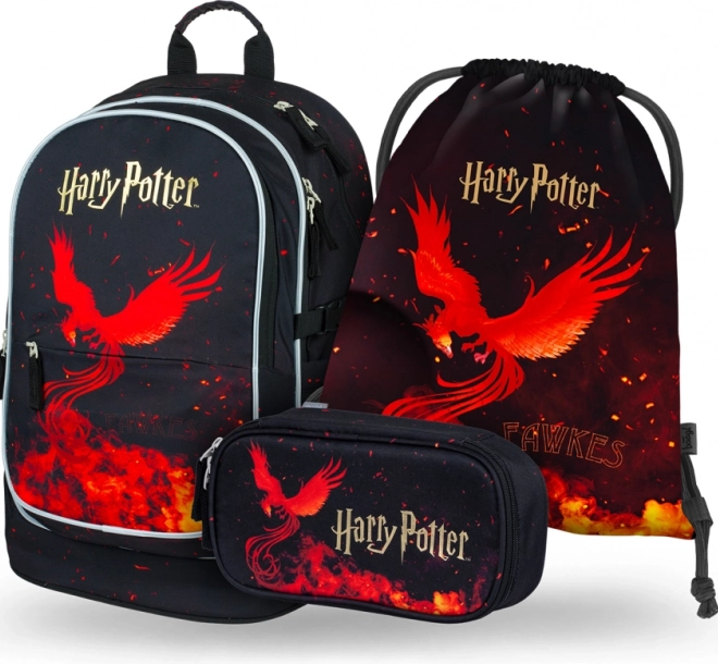 Školský set 3 ks Harry Potter Fénix – batoh, peračník a vrecúško
