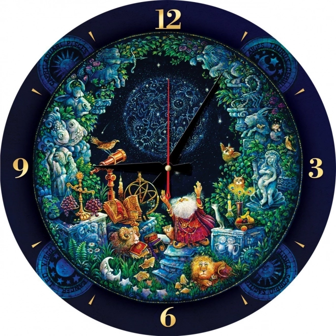 Astrologické puzzle hodiny s rámom