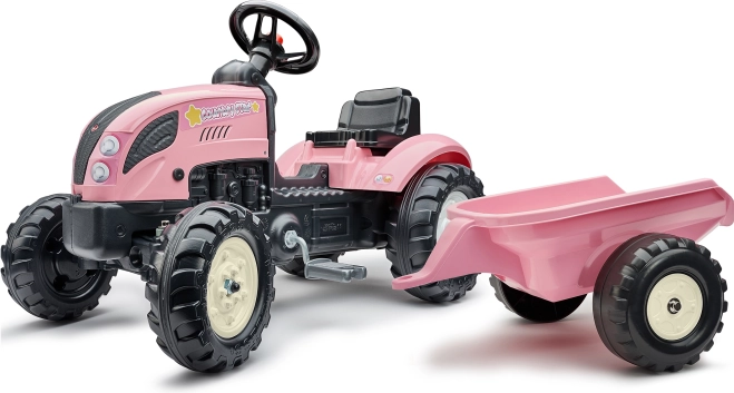 Šliapací traktor Country Star ružový s prívesom a klaksónom