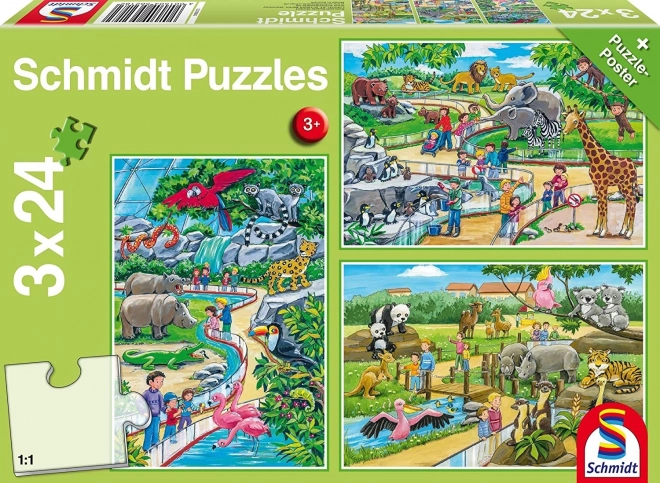 Puzzle deň v zoo 3x24 dielikov