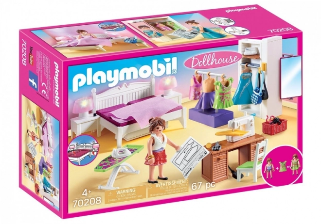 Set s figúrkami Dollhouse spálňa s kútikom na šitie