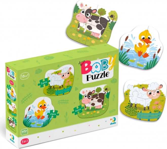 Dodo Baby puzzle Zvieratká zo statku 3v1