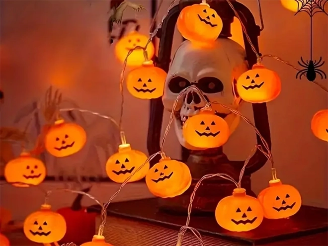 Halloweenská LED girlanda dýně 200cm