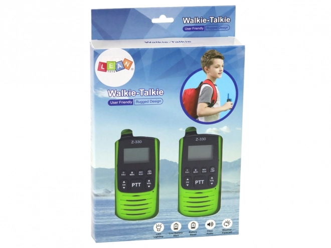 Zelené vysielačky Walkie-Talkie s dosahom 3 km