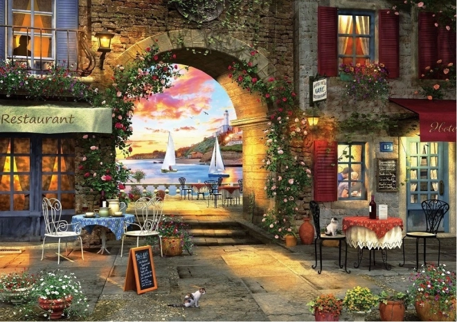 Puzzle reštaurácia na pobreží 1000 dielikov