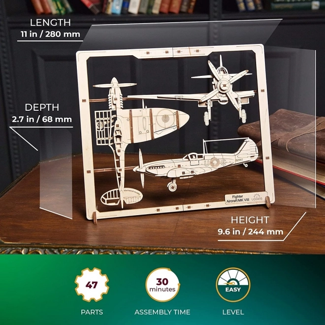 3D puzzle Ugears stíhacie lietadlo