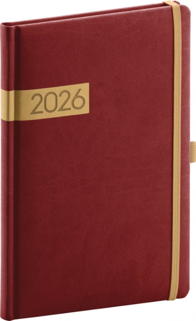 Týždenný diár bordó-zlatý 2026