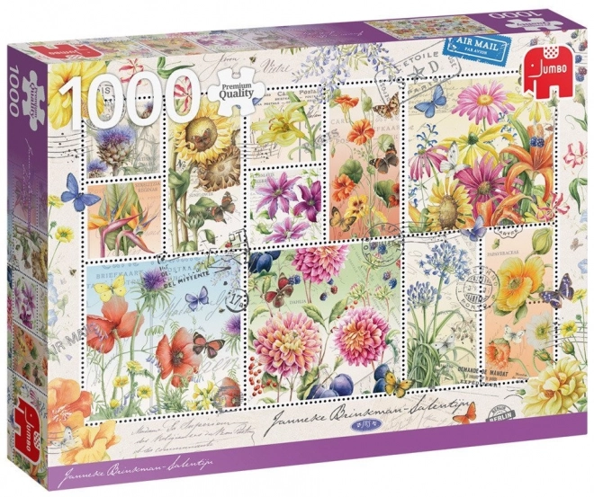 Jumbo puzzle Letné kvetinové známky 1000 dielikov