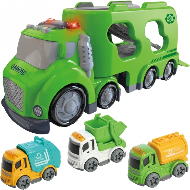 Woopie zelená odťahová služba City Truck s efektmi zvuku a svetla