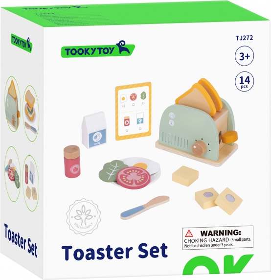 Drevený toaster pastelový raňajkový set od Tooky Toy