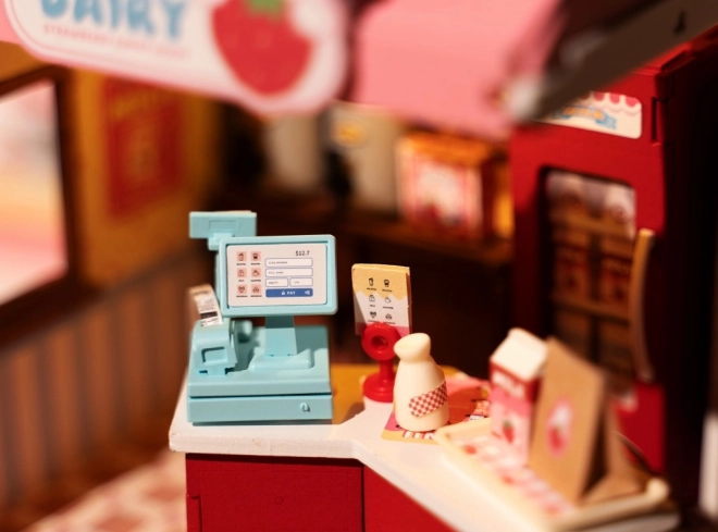 Miniatúrny domček mliečny bar Jahodový