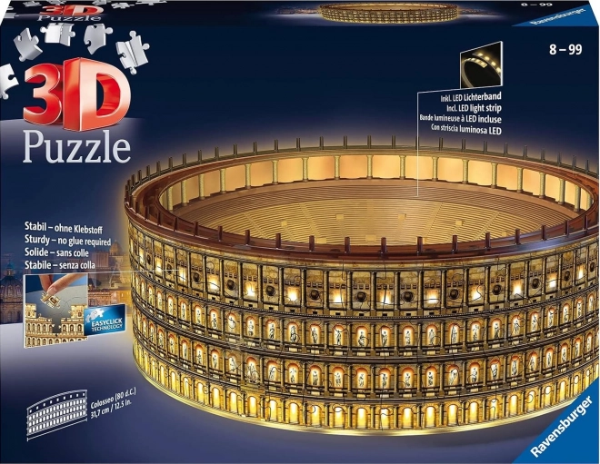 Svietiace 3D puzzle nočná edícia Koloseum, Rím 262 dielikov