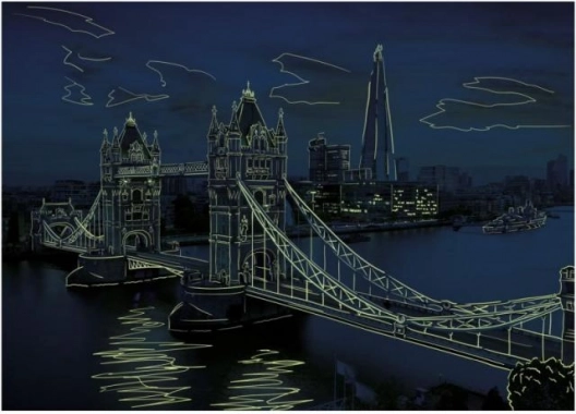Neónové puzzle Súmrak nad Tower Bridge 1000 dielikov