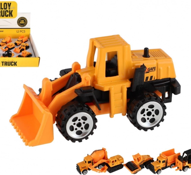 Mini stavebné autá kov/plast 7 cm voľný chod mix druhov