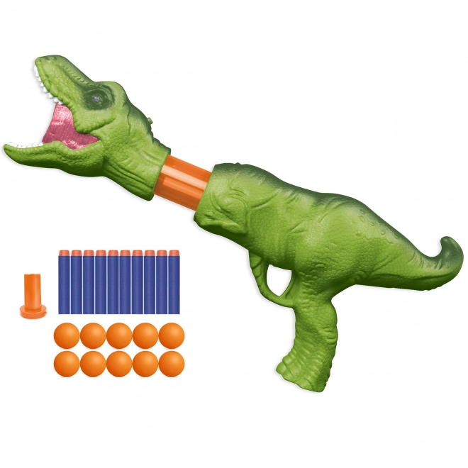 Woopie Pistol na penové loptičky a šípky Dinozaur automatická strelnica
