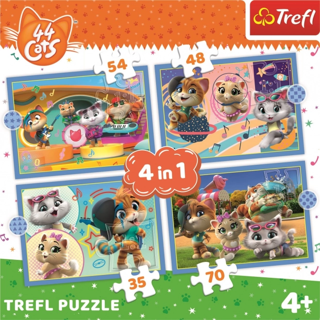 Trefl Puzzle 44 Mačiek: Mačací Tím 4v1