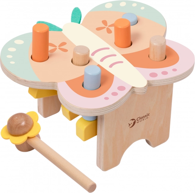Drevený stolček s pastelkami CLASSIC WORLD Montessori Motýlik