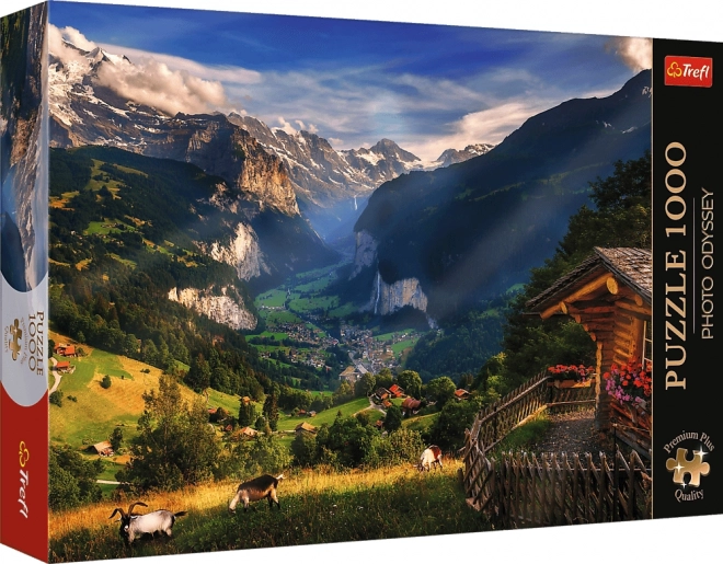 Puzzle TREFL Premium Plus Photo Odyssey: Lauterbrunnen, Švajčiarsko, 1000 dielikov