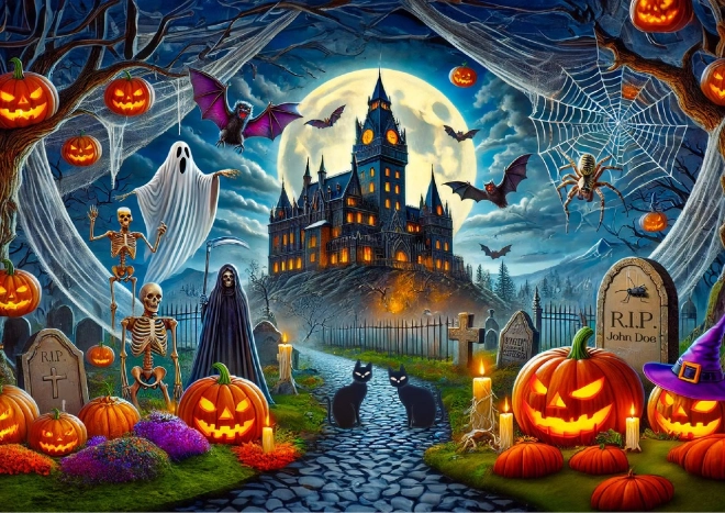 Drevené puzzle Halloween hrad