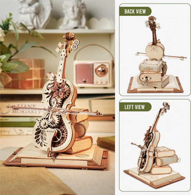 RobTime 3D drevené mechanické puzzle Čarovné violončelo