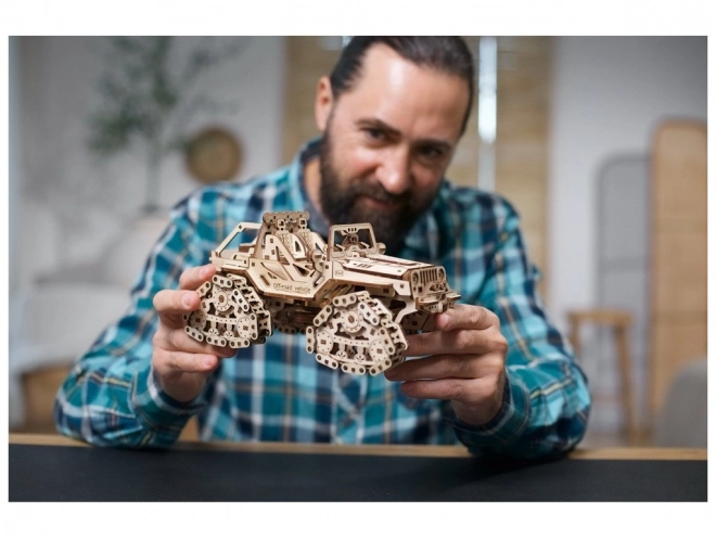 3D Drevené Mechanické Puzzle Terénne Vozidlo