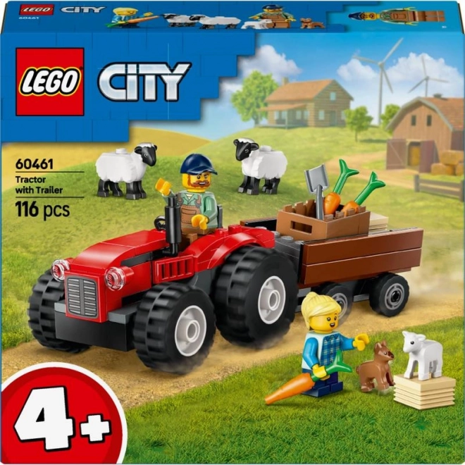 Lego City Červený traktor s prívesom a ovcou