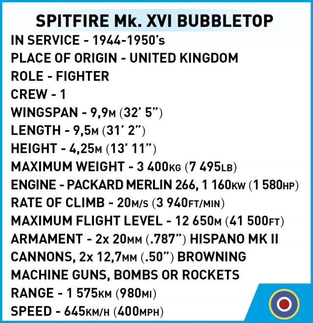 Stavebnica lietadla Supermarine Spitfire Mk. XVI Bubbletop